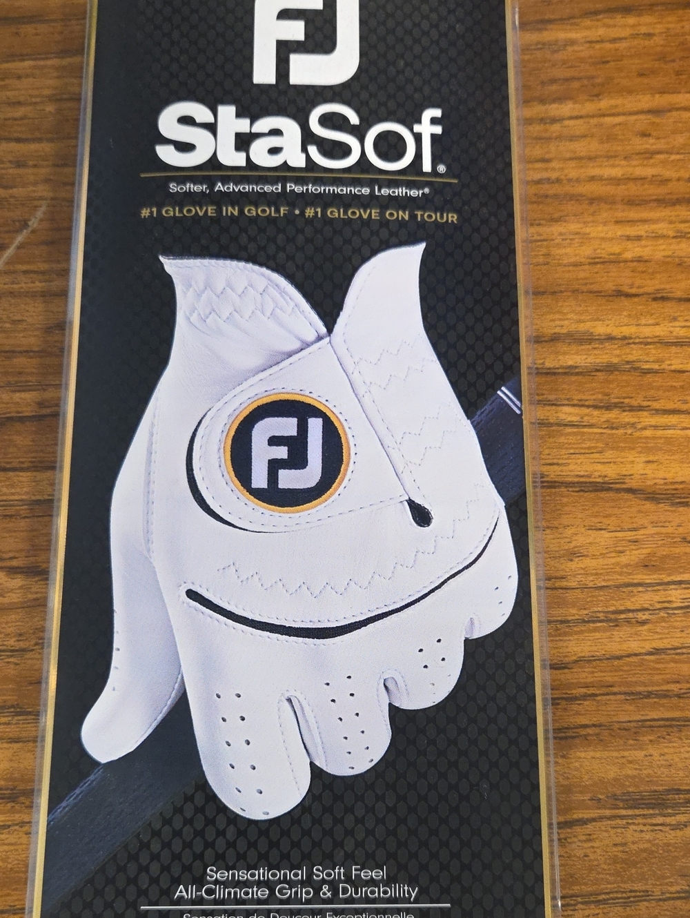 FootJoy White Golf Glove with Black and Gold FJ Logo